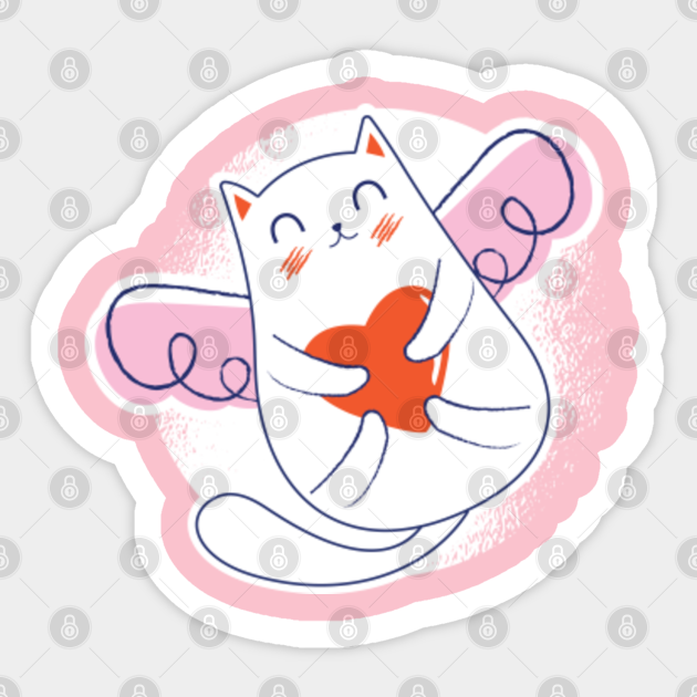Cute Cupid Cat - Cupid Cat - Sticker | TeePublic UK